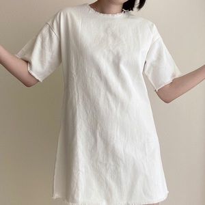 White ivory distressed ripped dress top